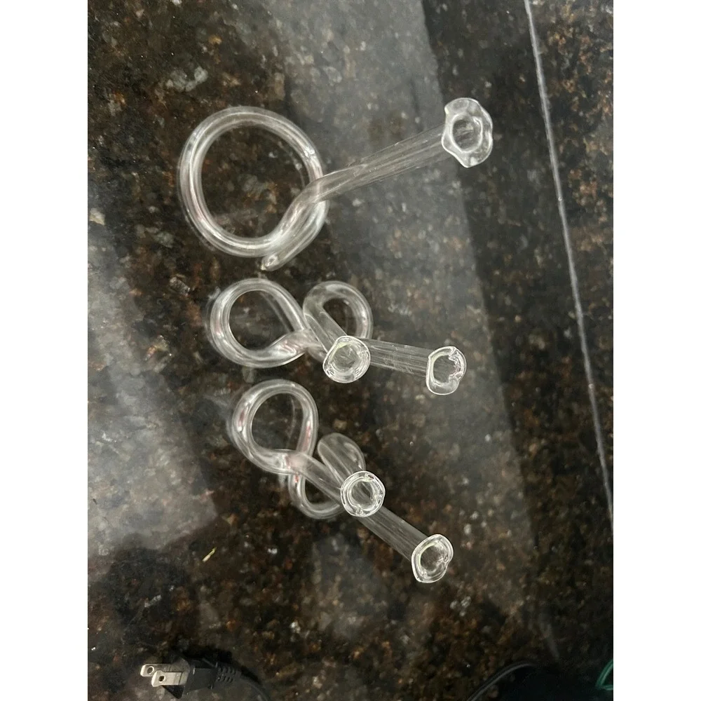 Set of 5 Hand Blown Clear Glass Twisted Loop Bud Vases Ruffled Rim Modern Decor